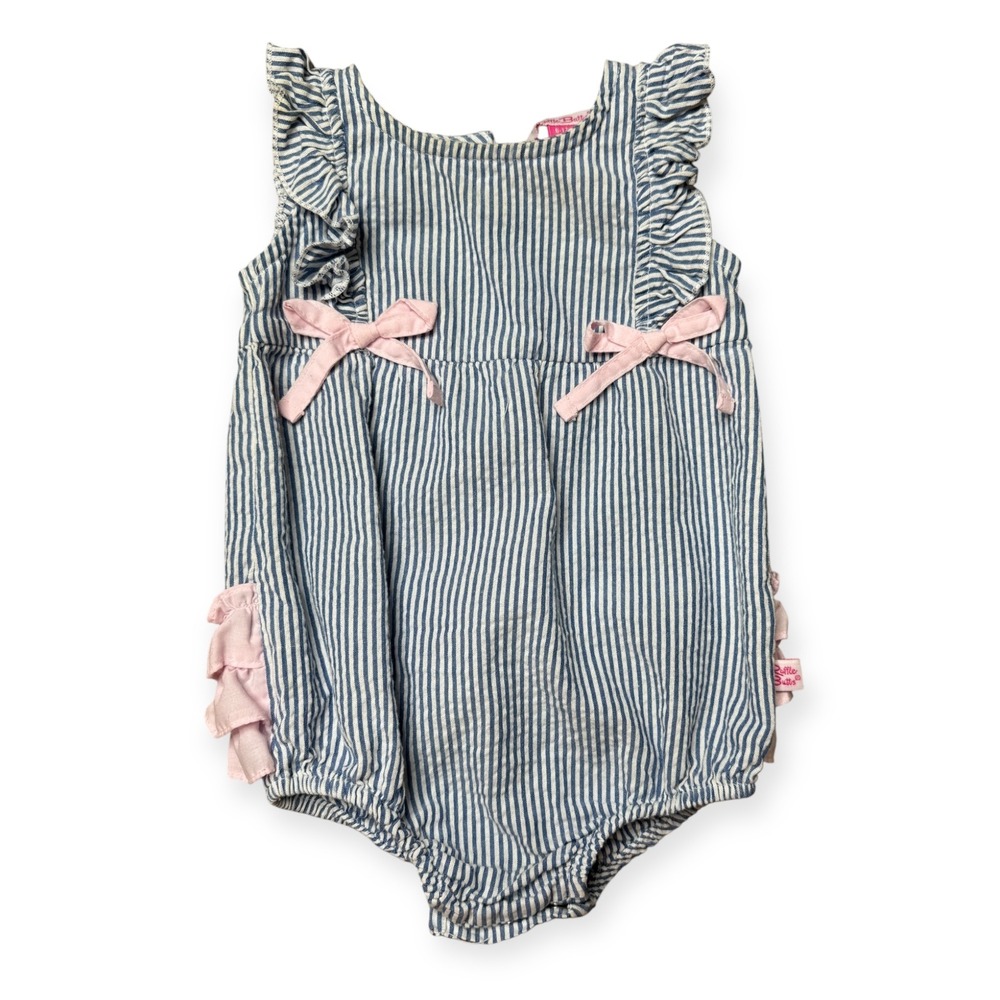 Ruffle Butts Stripe Ruffle Sleeves Bubble Romper 6-12 Months